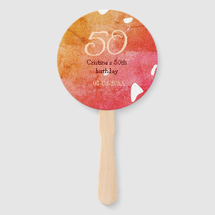 Leque Orange red 50 aniversário adicione nome data p