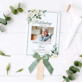 Leque Ordem de Serviço do Funeral|Floral Branco de Eucal