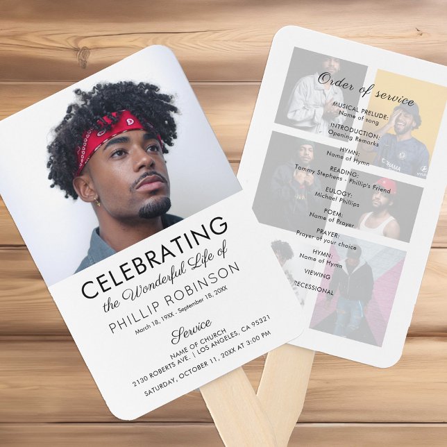 Leque Ordem Funeral De Serviço | Programa Memorial Mão F (Criador carregado)