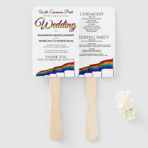 Leque Orgulho gay Rainbow Wedds Fans with Program