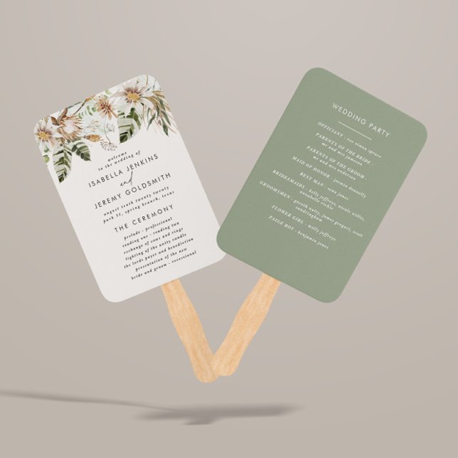 Leque Orquestra botânica verde-senada elegante moderna (Criador carregado)