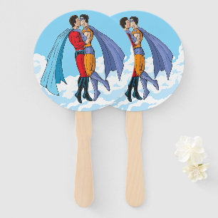 Leque Os dois super-heróis de Slipperyjoe beijando perso