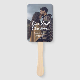 Leque Our first Christmas couple photo name white gray