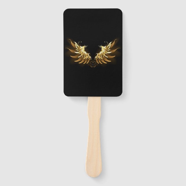 Leque Ouro Angel Wings sobre fundo preto (Frente)