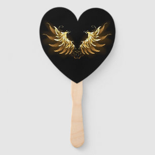 Leque Ouro Angel Wings sobre fundo preto