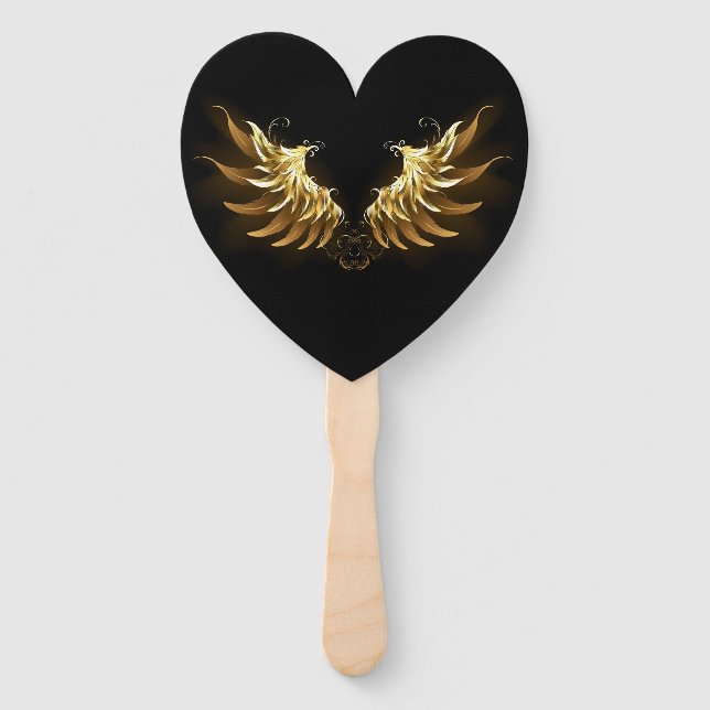 Leque Ouro Angel Wings sobre fundo preto (Frente)