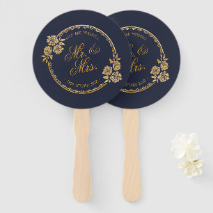 Leque Ouro elegante fãs Wedding personalizados da mão