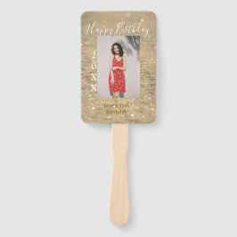 Leque Ouro reluzente feliz 15 de aniversário nome ano