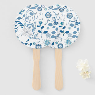 Leque Paddle Fan-Blue Floral