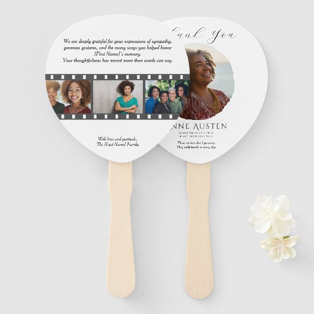 Leque Paddle Funeral Hand Fan – Rounded Corners (Frente e Verso)