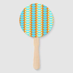 Leque Padrão Amarelo Laranja Azul Turquesa Colorido