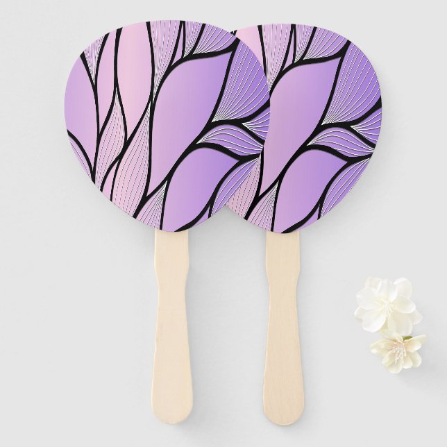 Leque Padrão Criativo Roxo Perolado  (Frente e Verso)