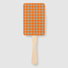 Leque Padrão de Diamante Xadrez Bege Laranja