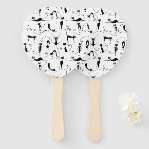 Leque Padrão de Gato Preto Esbranquiçado Whimsical
