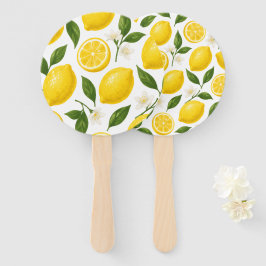 Leque Padrão de Limão Fresco com Folhas e Flores