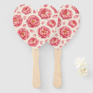 Leque Padrão Floral Peônia Rosa