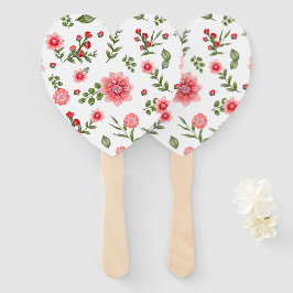 Leque Padrão Floral Rosa Elegante