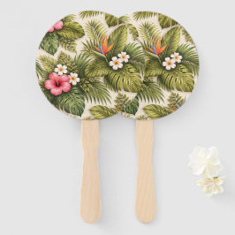 Leque Padrão Floral Tropical – Hibisco, Monstera