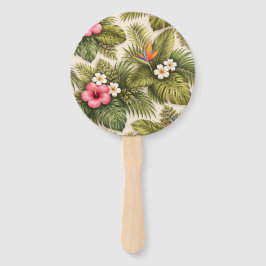 Leque Padrão Floral Tropical – Hibisco, Monstera 