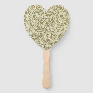 Leque Padrão Verde Sage Floral de Brocado Botânico Toile