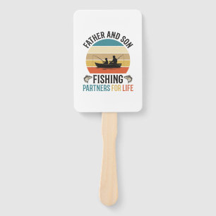 Leque Pai e Filho Pescando Parceiros para a Vida Design_