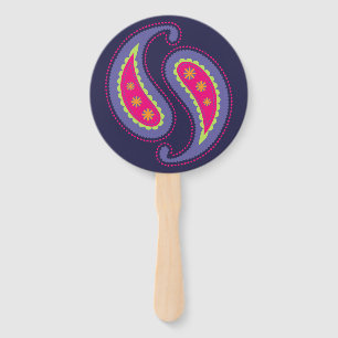 Leque Paisley roxo e rosa
