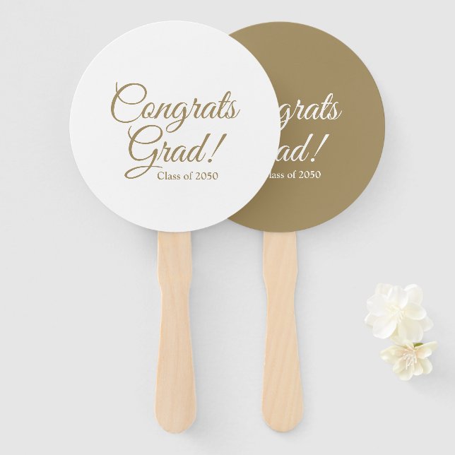 Leque Parabéns Formando guião dourado classe ano elegant (Frente e Verso)