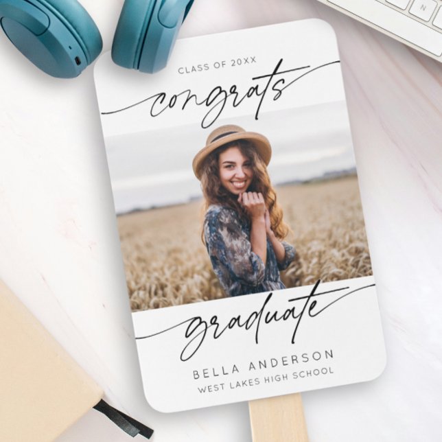 Leque Parabéns Modernos Graduado Script de Formatura Fot (Criador carregado)