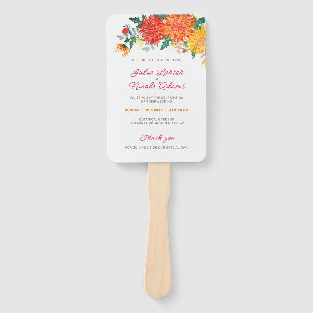 Leque Pastel Orange Yellow Primavera Dahlia Flores Casam (Frente)