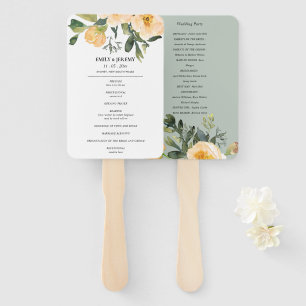 LEQUE PASTEL PEACH CINZA PEONY FLORAL WEDDING PROGRAMA