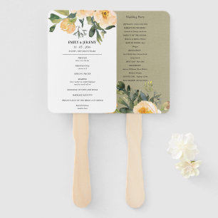 LEQUE PASTEL PEACH KRAFT PEONY FLORAL WEDDING PROGRAMA