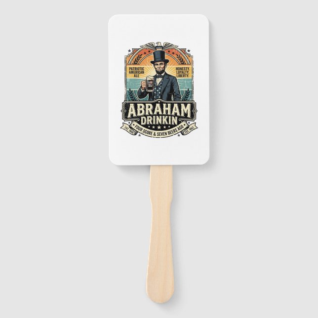 Leque Patriótico Abraham Bebendo Retrô Desgastado (Frente)