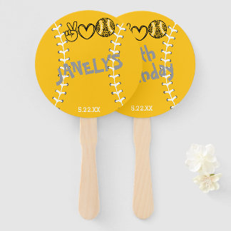 Leque Peace Love Softball Birthday