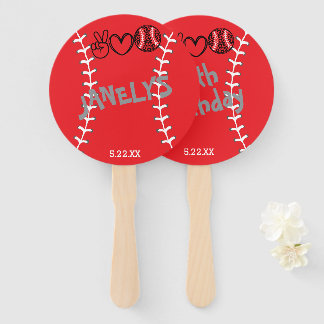 Leque Peace Love Softball Birthday