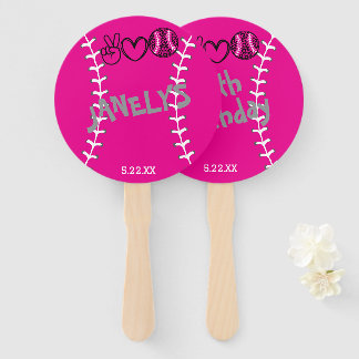 Leque Peace Love Softball Birthday