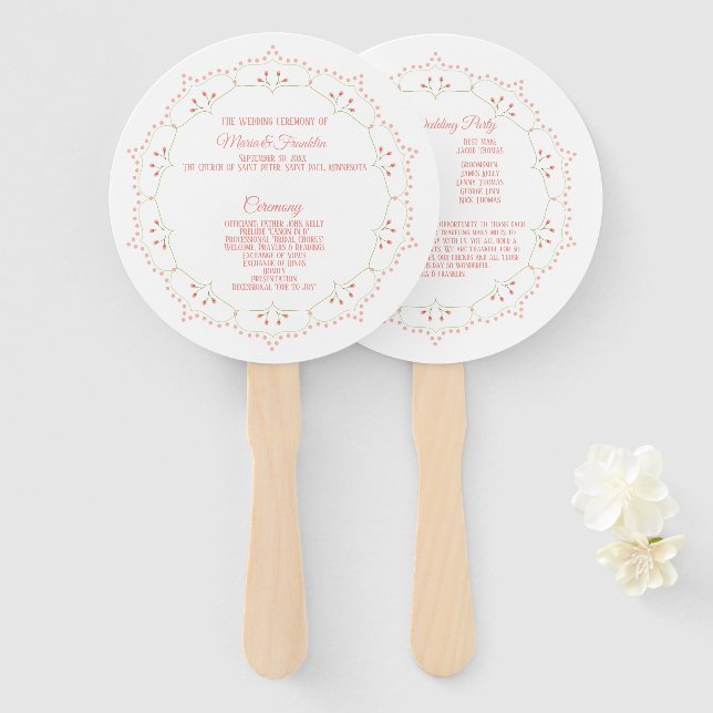 Leque Peach Floral Mandala - Ventilador do Programa de C (Frente e Verso)