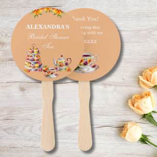 Leque Peach Floral Tea Party - Ventilador do Chá de pane