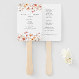 Leque Peach Floral Wildflower Weding Program Fan Fan