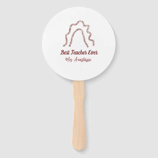 Leque Peach marron glitter rainbow teacher appreciation  (Frente)