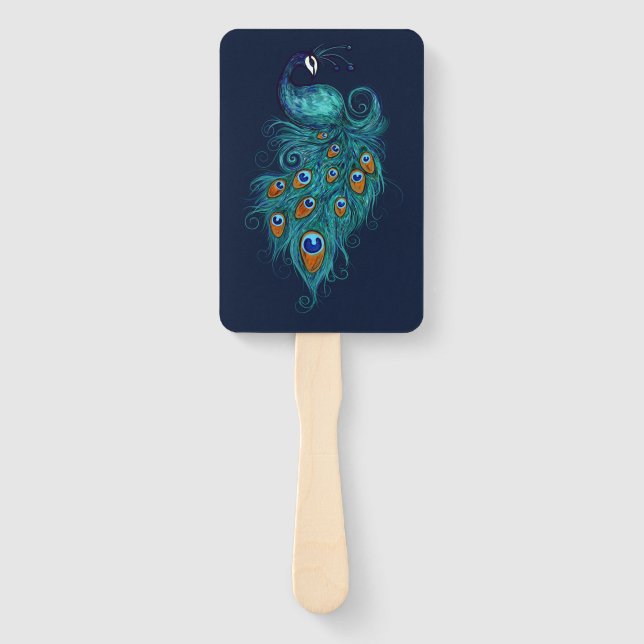 Leque Peacock Feather Teal Peacocks (Frente)