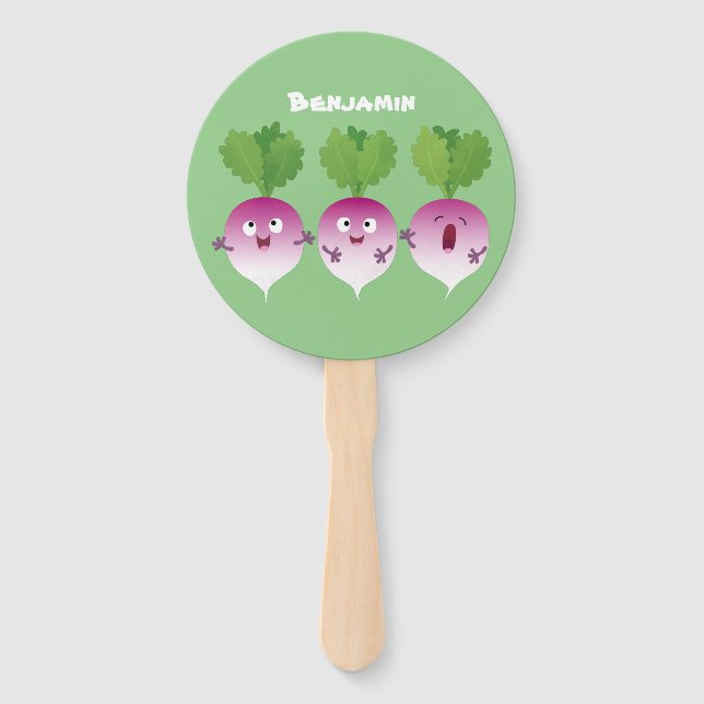 Leque Pedra de desenho animada de verduras e legumes (Frente)