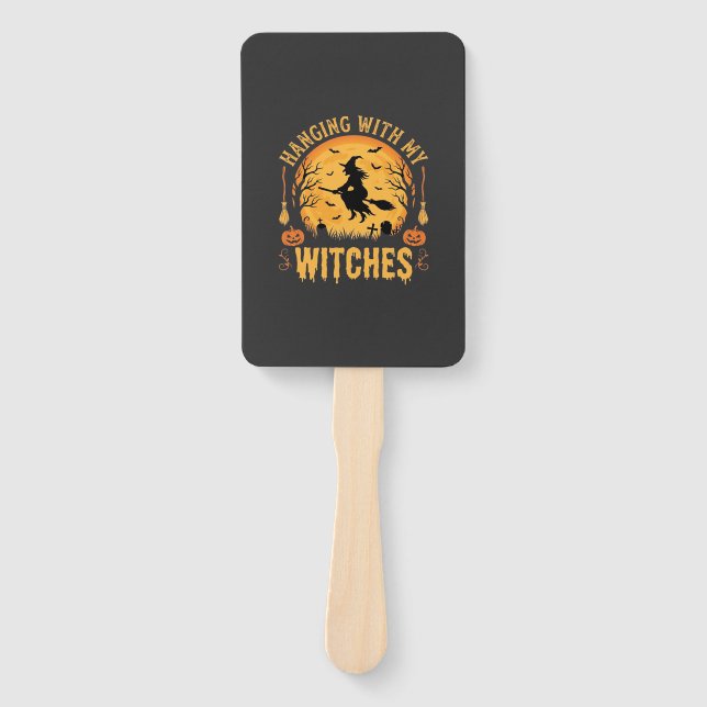 Leque Pendurando com meu Design de Halloween das Bruxas  (Frente)