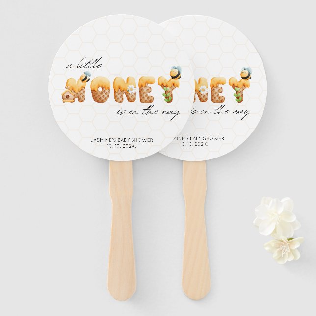 Leque Pequeno Chá de fraldas de Abelhas de Mel (Frente e Verso)