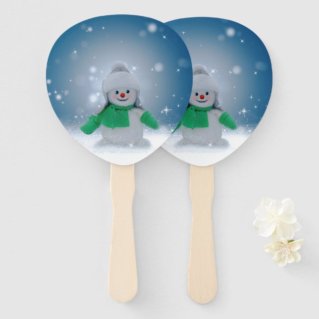 Leque Personagem adorável de boneco de neve de Natal do  (Frente e Verso)