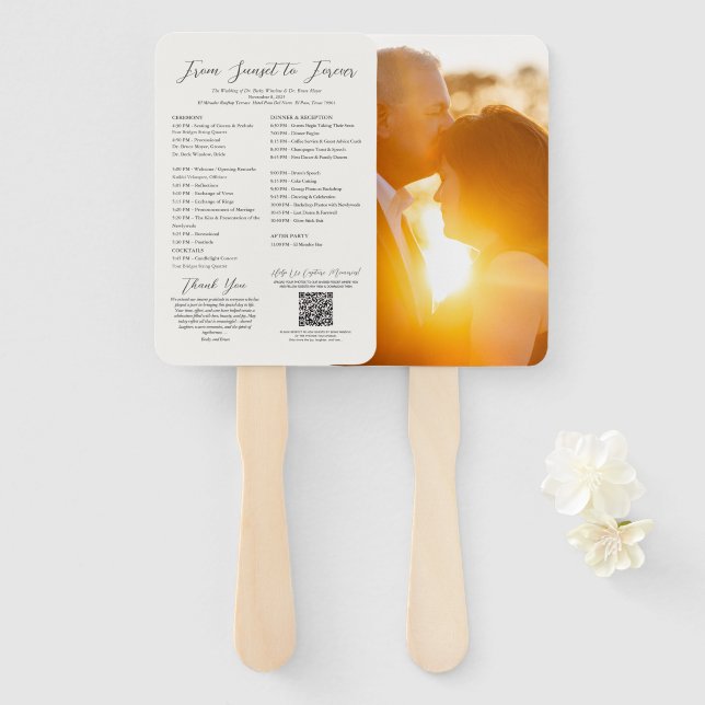 Leque Photo Wedding Program Fan (Frente e Verso)