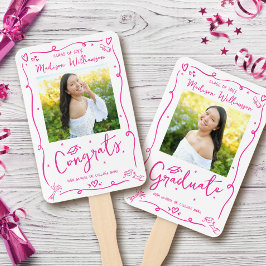 Leque Pink Hand Drawn Doodle Graduation 2 Photo White
