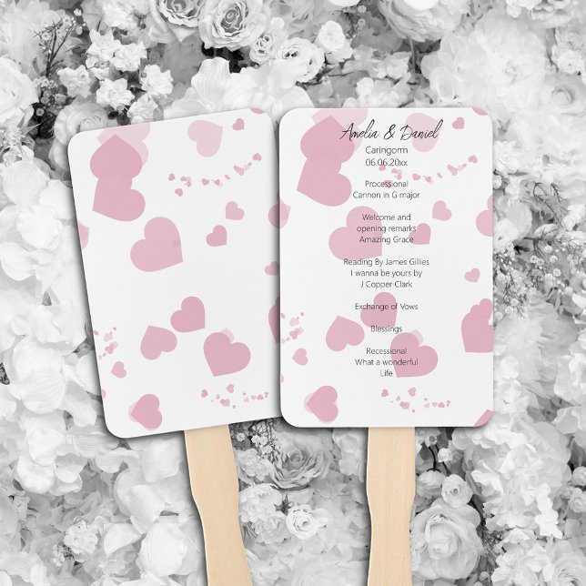 Leque Pink Love Heart Ceremony Program (Criador carregado)