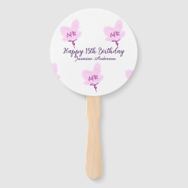 Leque Pink mauve floral 15th birthday quinceanera name d