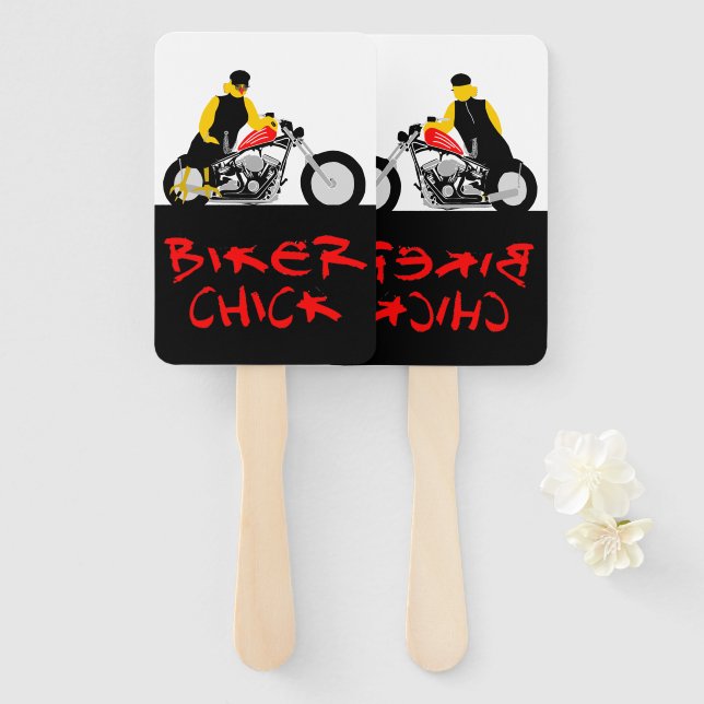 Leque PINTINHO BIKER sentado em sua moto (Frente e Verso)