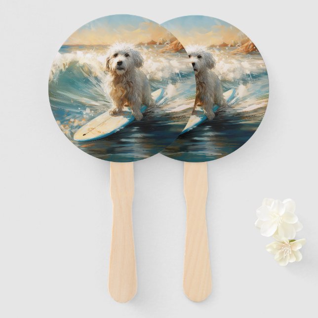 Leque Pintor De Surfe De Praia De Coton De Tulear (Frente e Verso)